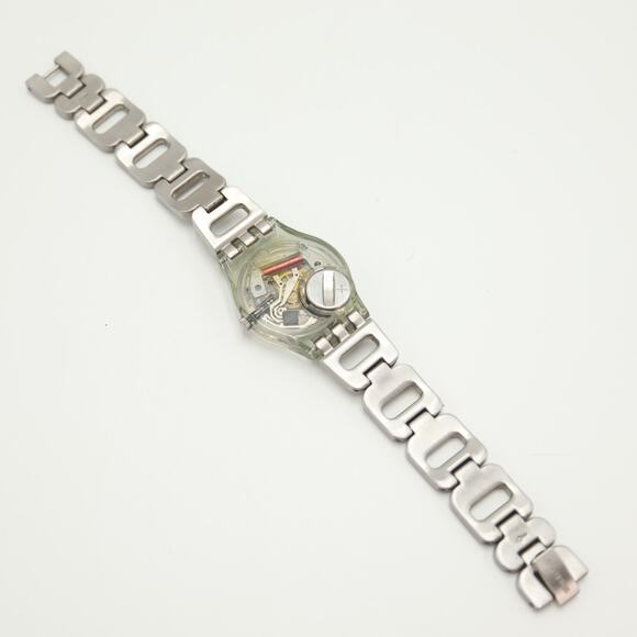 Vintage Swatch 2002 Silver Tone Womens Watch 25mm Steel Bracelet w New Battery - Picture 13 of 14